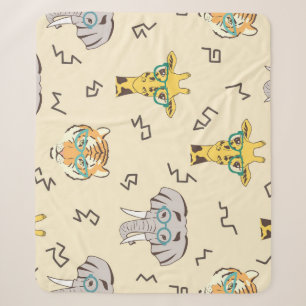 African Animals: Cute Seamless Pattern Sherpa Blanket