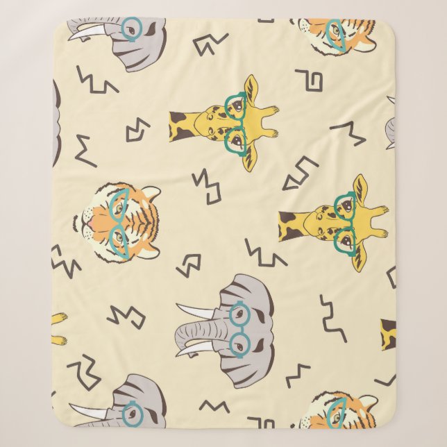 African Animals: Cute Seamless Pattern Sherpa Blanket (Front)