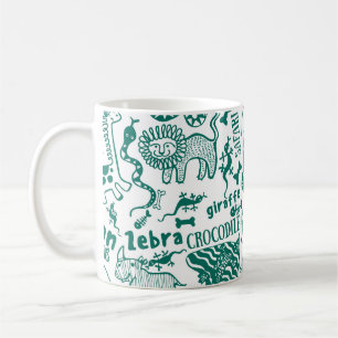 African animals: diverse seamless pattern. coffee mug