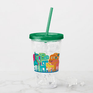 African animals folk art children's design acrylic tumbler