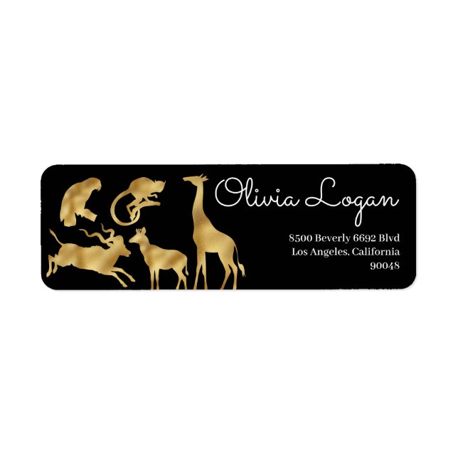  African Animals | Gold Address Labels (Front)
