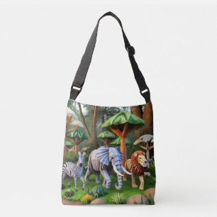 African animals in origame Crossbody Bag