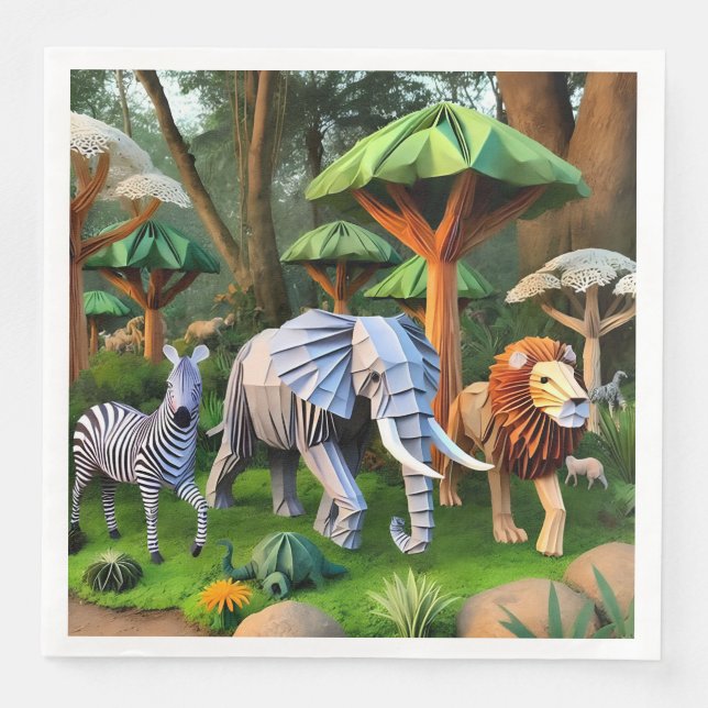  African animals in origame Napkin (Front)