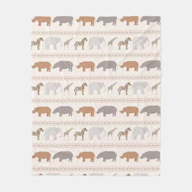African animals pattern 1 fleece blanket (Front)