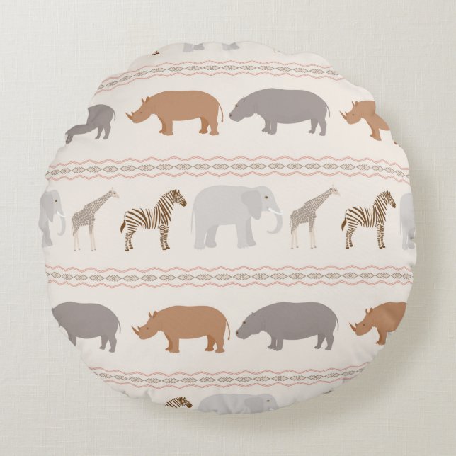 African animals pattern 1 round cushion (Front)