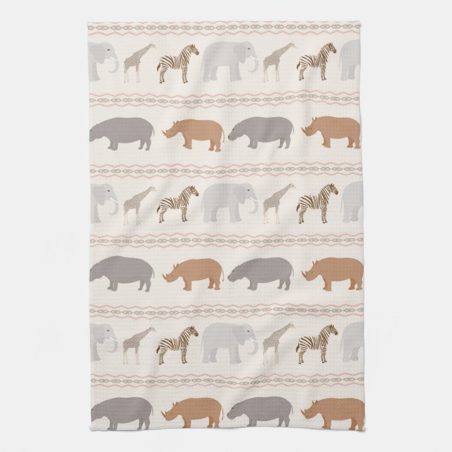 African animals pattern 1 tea towel (Vertical)