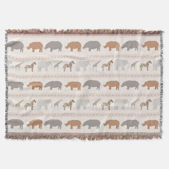 African animals pattern 1 throw blanket (Front)
