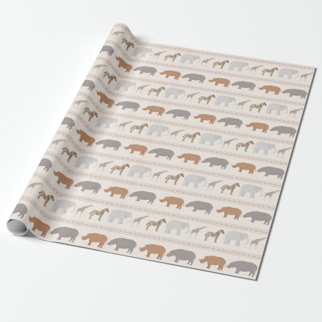 African animals pattern 1 wrapping paper (Unrolled)