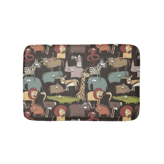 African Animals Pattern Bath Mat (Front)