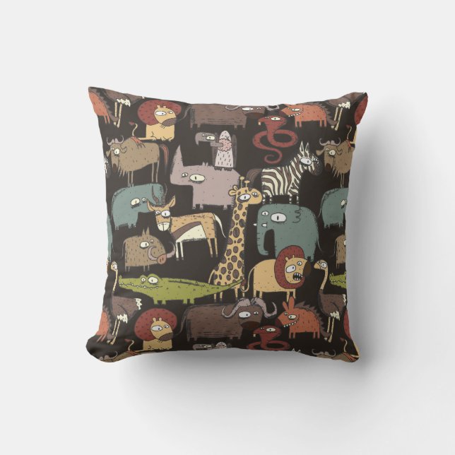 African Animals Pattern Cushion (Front)