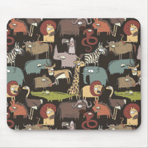African Animals Pattern Mouse Pad