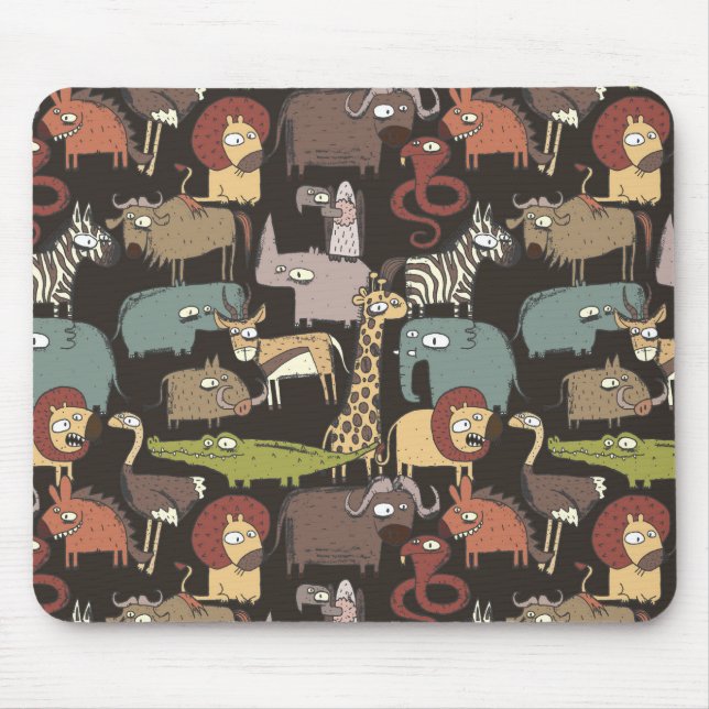 African Animals Pattern Mouse Pad (Front)