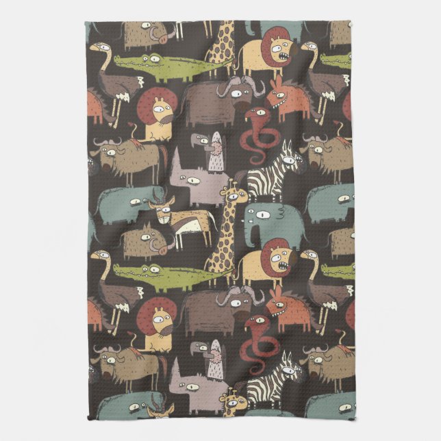 African Animals Pattern Tea Towel (Vertical)