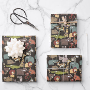 African Animals Pattern Wrapping Paper Sheet