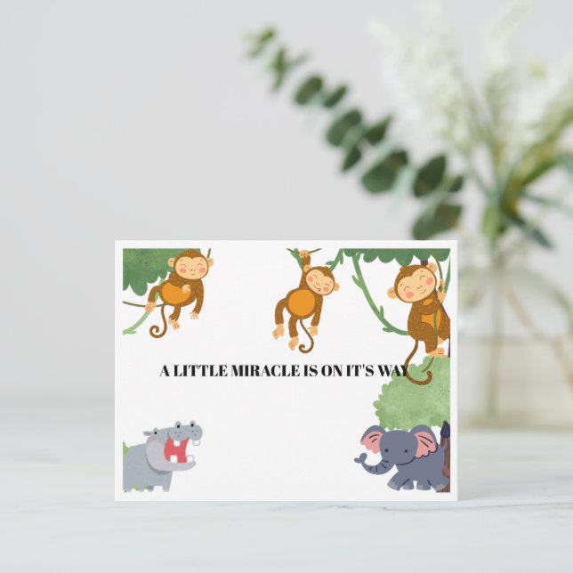 African Animals Surprise Gender Baby Shower  Holiday Postcard (Standing Front)