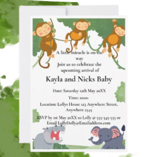 African Animals Surprise Gender Baby Shower  Invitation