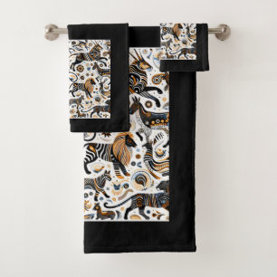 African Animals Tribal Tribe Pattern Bath Towel Set