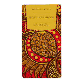 African Ankara Blue Gold Floral Favour Label