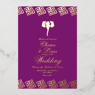 African Ankara Elephant Purple Wedding Pressed  
