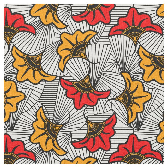 African Ankara Floral Pattern Fabric (Close Up)