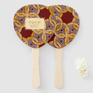 African Ankara Kitenge Gold Floral Hand Fans