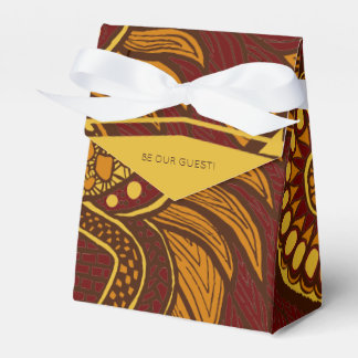 African Ankara Maroon Brown Gold Floral Favour Box