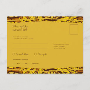 African Ankara Red Floral RSVP Meal Postcard