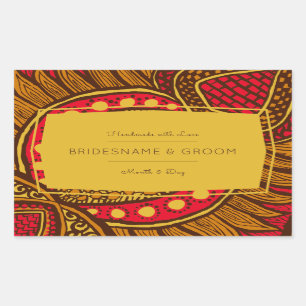 African Ankara Red Global Floral Gift Label