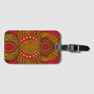 African Ankara Red & Gold Floral Luggage Tag