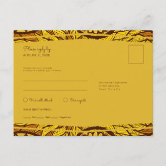 African Ankara Yellow Floral RSVP Meal Postcard