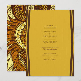 African Ankara Yellow Gold Floral Wedding Invite