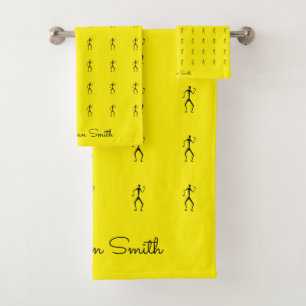 African Art Awesome Silhouette Dancers Pattern Bath Towel Set