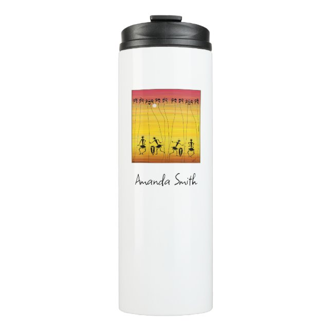 African Art, Awesome Tropical Sunset Thermal Tumbler (Front)