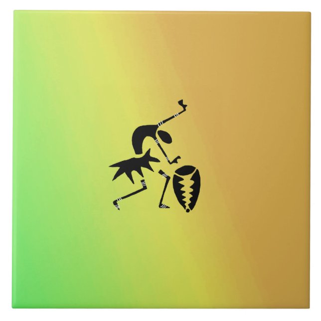 African Art, Colorful, Awesome Silhouette Dancer Ceramic Tile (Front)