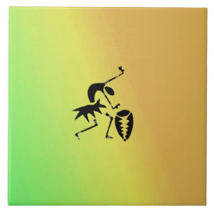 African Art, Colourful, Awesome Silhouette Dancer Ceramic Tile
