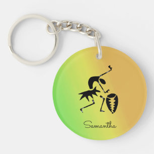 African Art, Colourful, Awesome Silhouette Dancer Key Ring