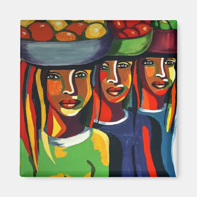 African Art Colourful Continent Stick Up Magnet (Front)