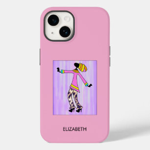African Art, Cute and Elegant Girl, modern Pink Case-Mate iPhone 14 Case