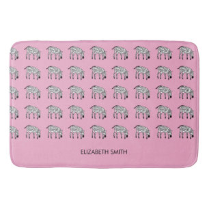 African Art, Cute and Happy Kenyan Zebra  Bath Mat