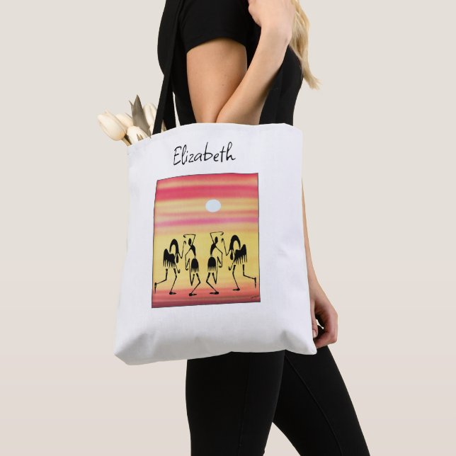 African Art Cute Golden Sunset, Break Dance  Tote Bag (Close Up)