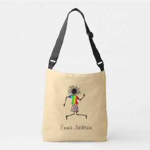 African Art, Cute Happy Dancer Birthday Crossbody Bag