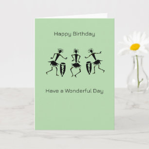 African Art, Cute Silhouette Dancers Birthday Card