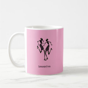 African Art, Cute Silhouette Dancers Orange Coffee Mug