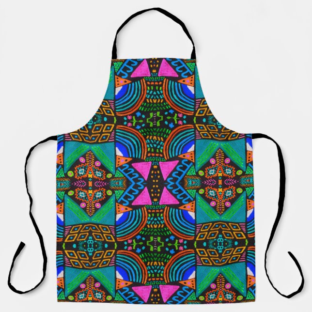 African art drawing. Seamless aztec pattern. Chero Apron (Front)