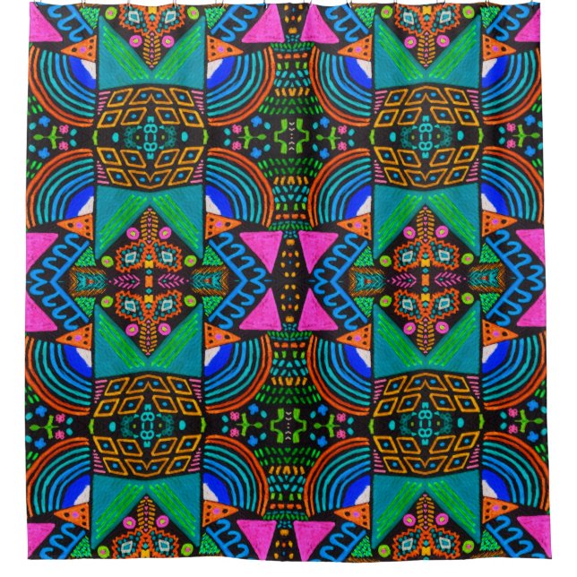 African art drawing. Seamless aztec pattern. Chero Shower Curtain (Front)