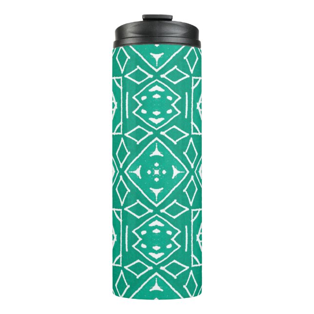 African Art Drawing. Tribal print. Ikat Chevron Cl Thermal Tumbler (Front)