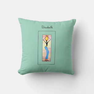 African Art, Elegant Woman, Coconut Oil Seller Cushion