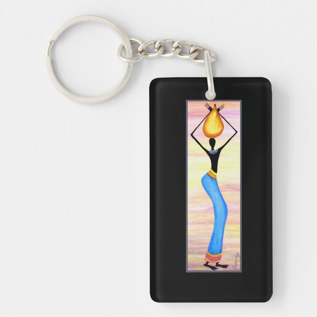African Art, Elegant Woman, Coconut Oil Seller Key Ring (Front)