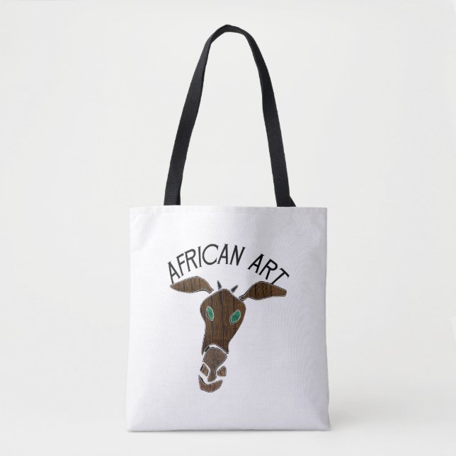 African Art Giraffe Head Tote Bag (Front)