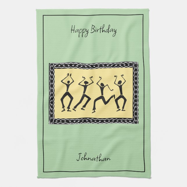 African Art, Let's Party Tea Towel (Vertical)